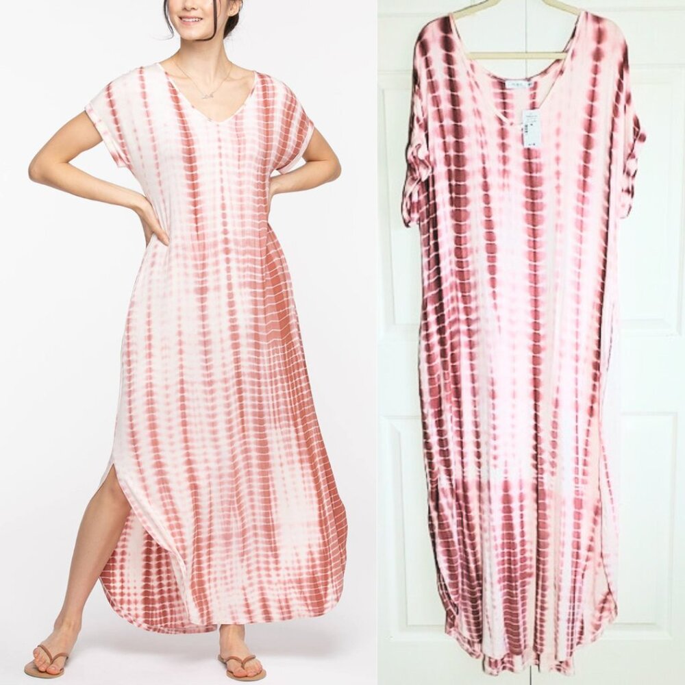Ricki's Tie-Dye Maxi Dress in Pink and Cream